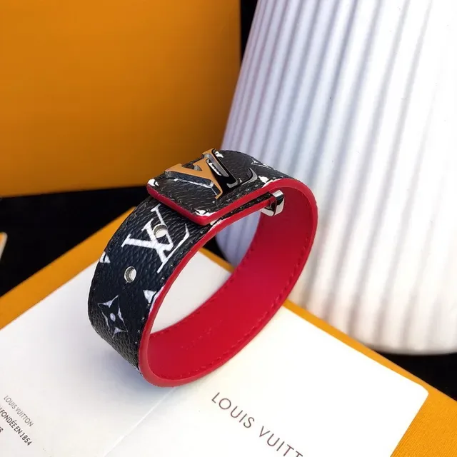 Louis Vuitton 棕红 老花 帆布 金属 LV 扣 皮带 9