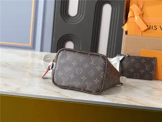 Louis Vuitton বাদামী সাদা মোনোগ্রাম ক্যানভাস চাঁদি টোন হার্ডওয়্যার বাকেট ব্যাগ 7