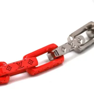 Louis Vuitton Chain Reaction Red Resin and Metal Bracelet