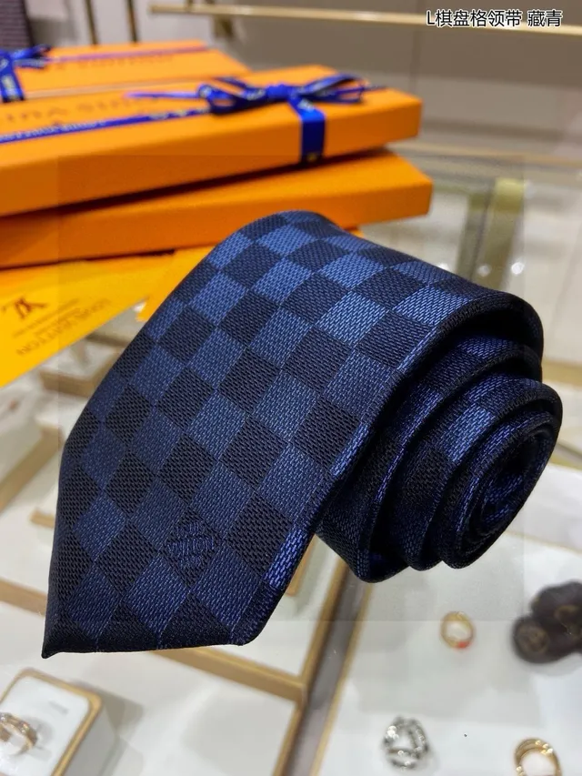 Louis Vuitton Checkerboard Navy Blue Necktie 4