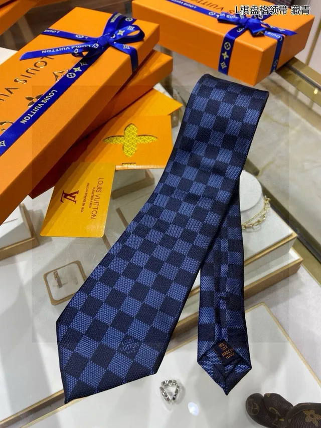 Louis Vuitton Checkerboard Navy Blue Necktie 5