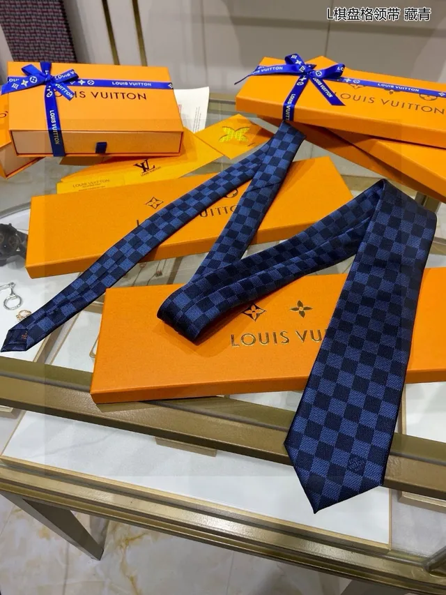 Louis Vuitton Checkerboard Navy Blue Necktie 7