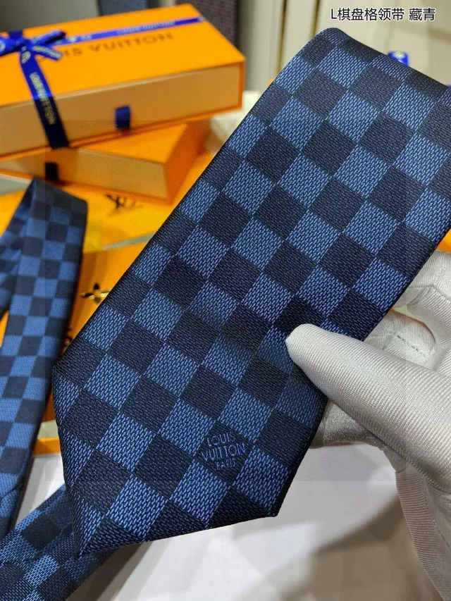 Louis Vuitton Checkerboard Navy Blue Necktie 9