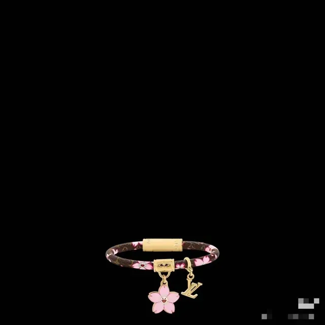 Louis Vuitton Cherry Blossom Bangle Brown Gold Monogram Canvas Enamel Charm Bracelet 5