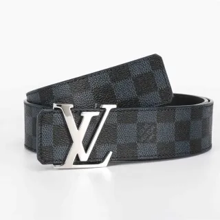 Louis Vuitton Damier Graphite चेकर्ड चमड़े का बेल्ट