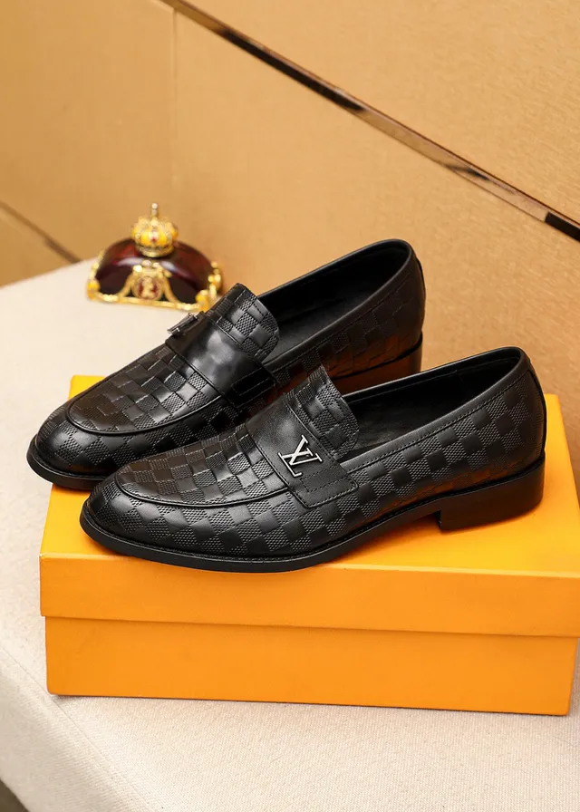 Louis Vuitton Damier लोफर काले चेकर्ड चमड़े पॉलिश्ड मेटल हार्डवेयर लोफर 3