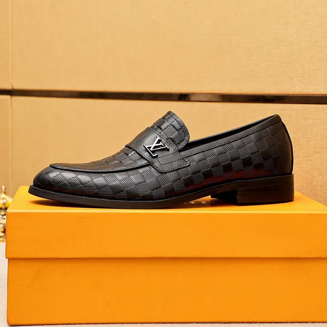 Louis Vuitton Damier लोफर काले चेकर्ड चमड़े पॉलिश्ड मेटल हार्डवेयर लोफर 5