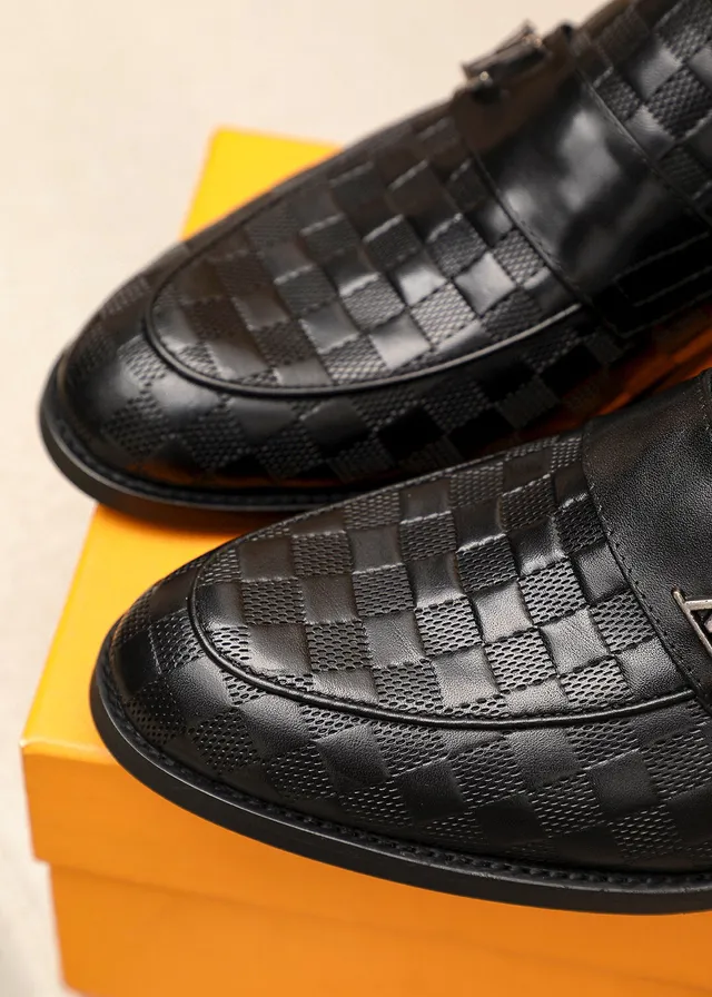 Louis Vuitton Damier लोफर काले चेकर्ड चमड़े पॉलिश्ड मेटल हार्डवेयर लोफर 6