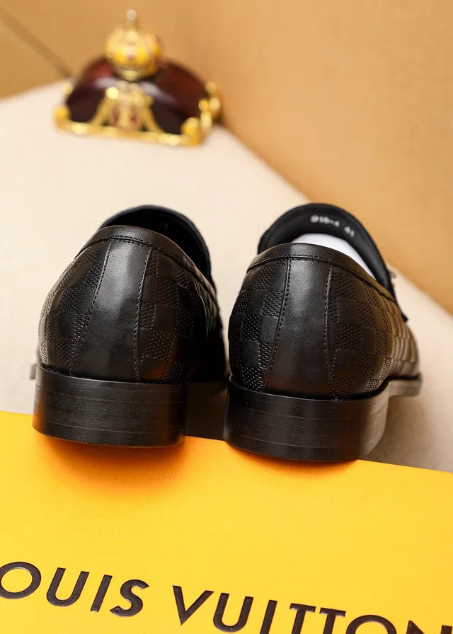 Louis Vuitton Damier लोफर काले चेकर्ड चमड़े पॉलिश्ड मेटल हार्डवेयर लोफर 8