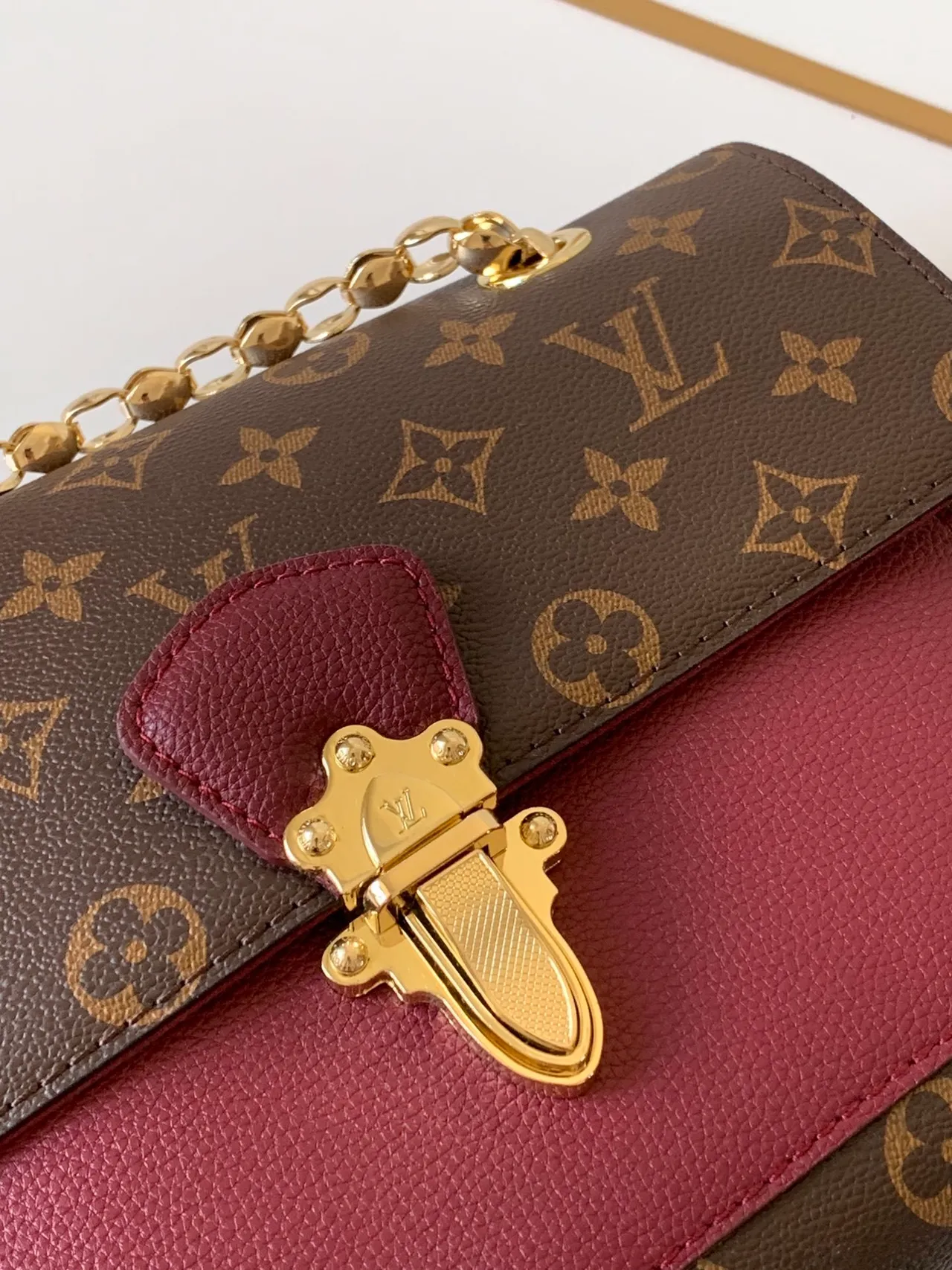 Louis Vuitton Dauphine بني و بورجوندي Monogram حقيبة سلاسل 3