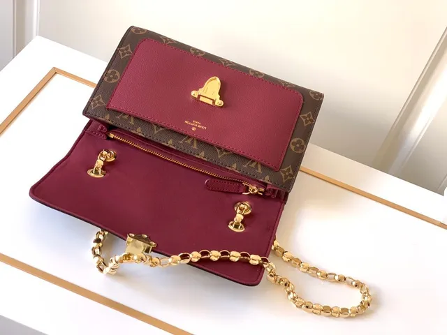 Louis Vuitton Dauphine بني و بورجوندي Monogram حقيبة سلاسل 5