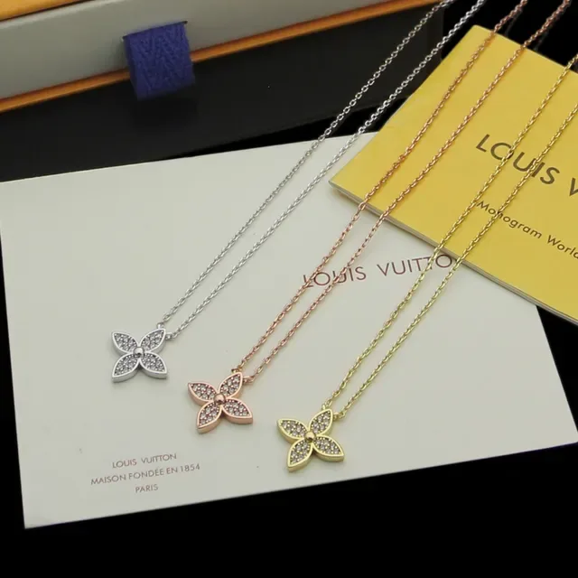 Louis Vuitton Floral Pavé Crystal Pendant Necklaces 8