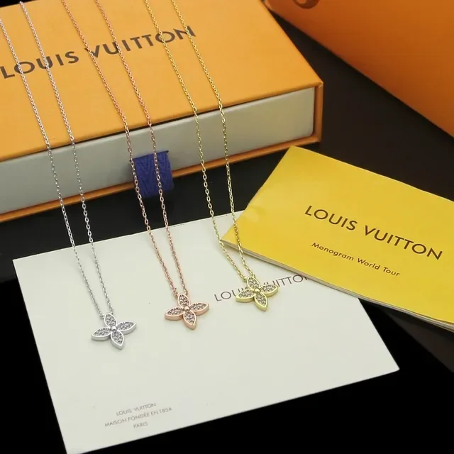 Louis Vuitton Floral Pavé Crystal Pendant Necklaces 9