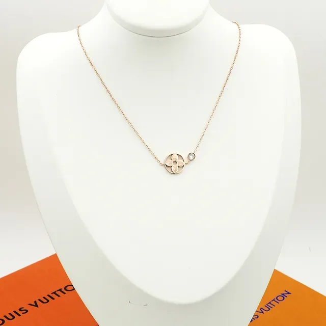 Louis Vuitton Flower Pendant Silver Gold Fine Chain Openwork Floral Necklace 6