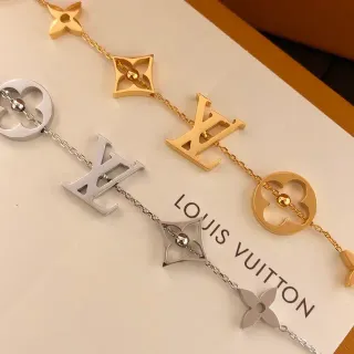 Louis Vuitton Gold Silver Chain-Link Charm Bracelet