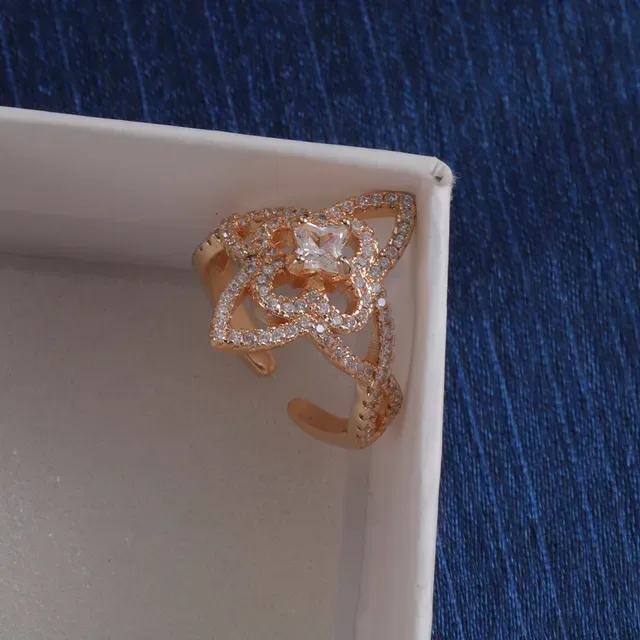 Louis Vuitton Bague Ouverte Ajustable Pavé Floral/Étoilé en Or et Argent 3