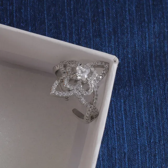 Louis Vuitton Bague Ouverte Ajustable Pavé Floral/Étoilé en Or et Argent 6