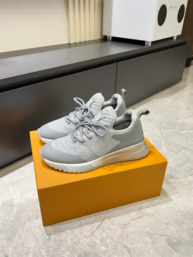 Louis Vuitton Gray White Knit Upper Sculpted Midsole Lifestyle Sneakers 5