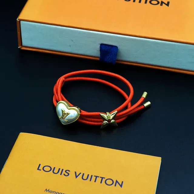 Louis Vuitton Heart and Butterfly Charm Red Cord Bracelet 2