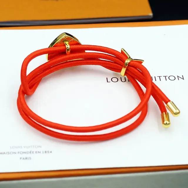 Louis Vuitton Heart and Butterfly Charm Red Cord Bracelet 6