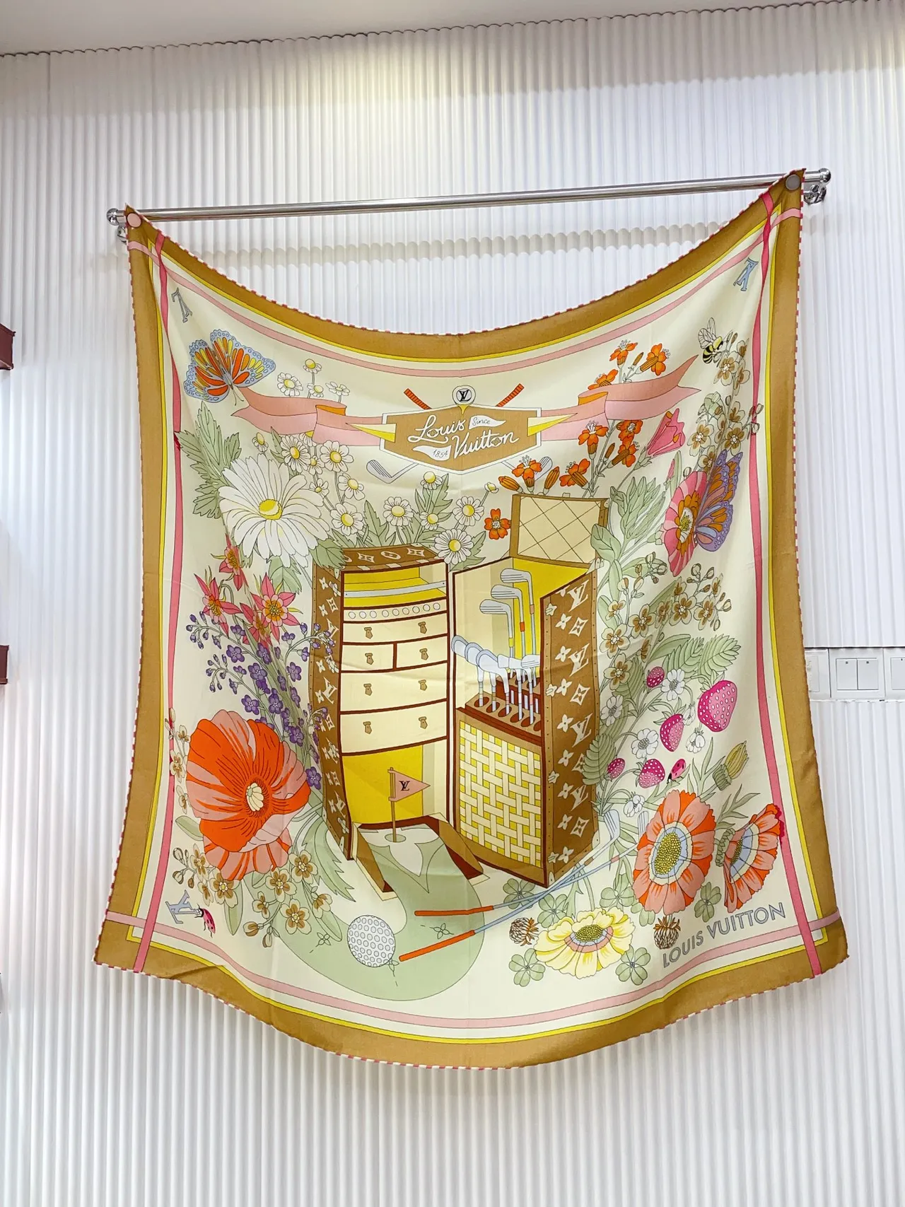 Louis Vuitton Illustrated Floral Cabinet Motif Silk Scarf 5