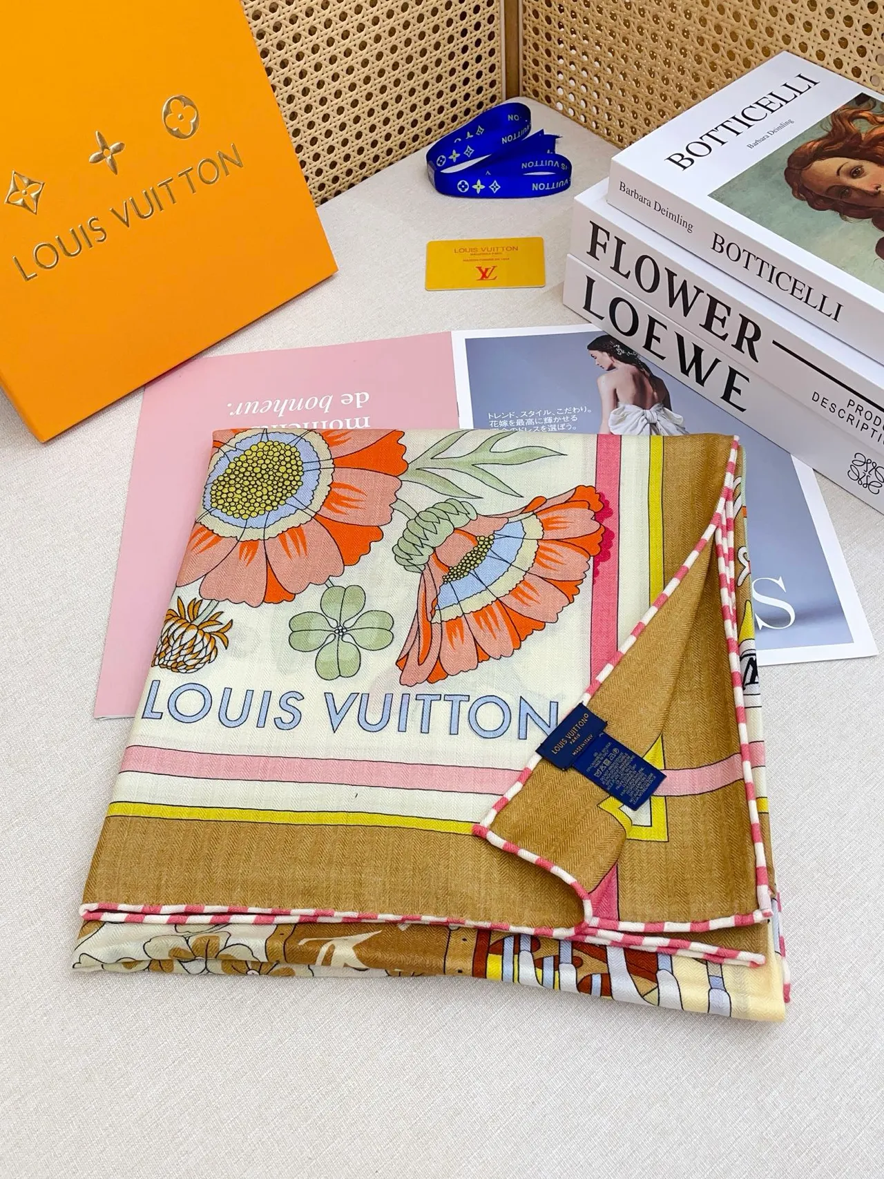 Louis Vuitton Illustrated Floral Cabinet Motif Silk Scarf 8