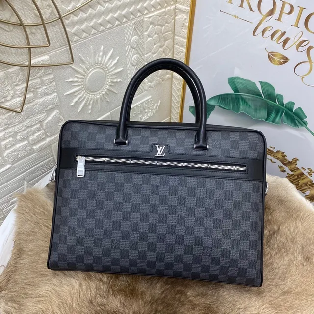 Louis Vuitton Initiales Damier Graphite চেকড ক্যানভাসের টোট ব্যাগ 5