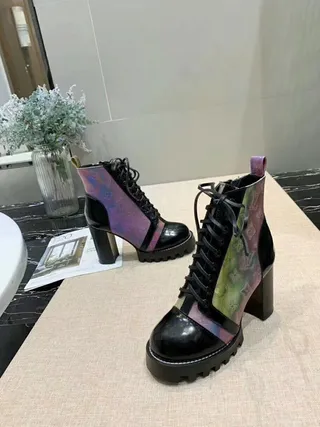 Louis Vuitton Le Cagole Iridescent Monogram Patent Leather Ankle Boots 5