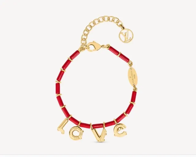 Louis Vuitton LOVE सلسलة خرز أحمر ذهبي اللون 4