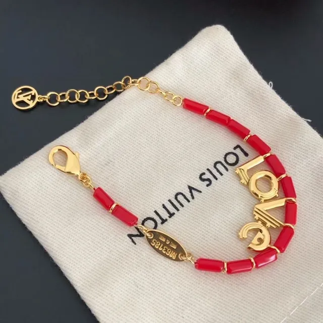Louis Vuitton LOVE सلسलة خرز أحمر ذهبي اللون 8