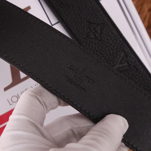 Louis Vuitton LV কালো গ্রেন্ড লেদার গোল্ড টোন বাকল লেদার বেল্ট 7