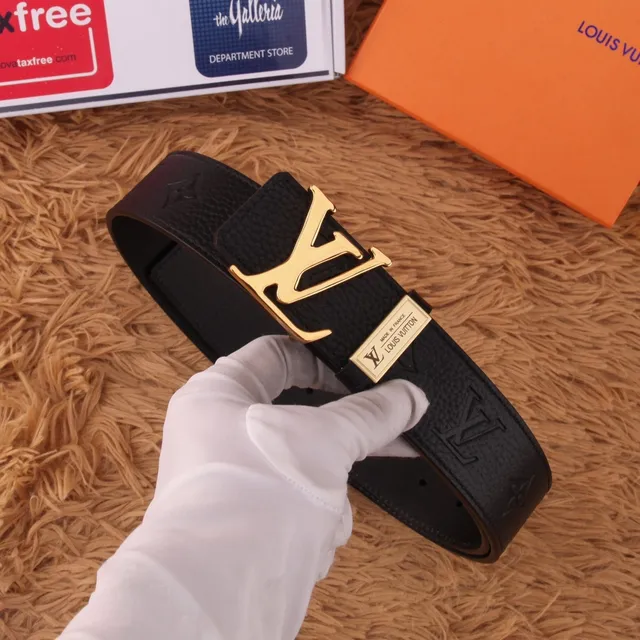 Louis Vuitton LV কালো গ্রেন্ড লেদার গোল্ড টোন বাকল লেদার বেল্ট 8