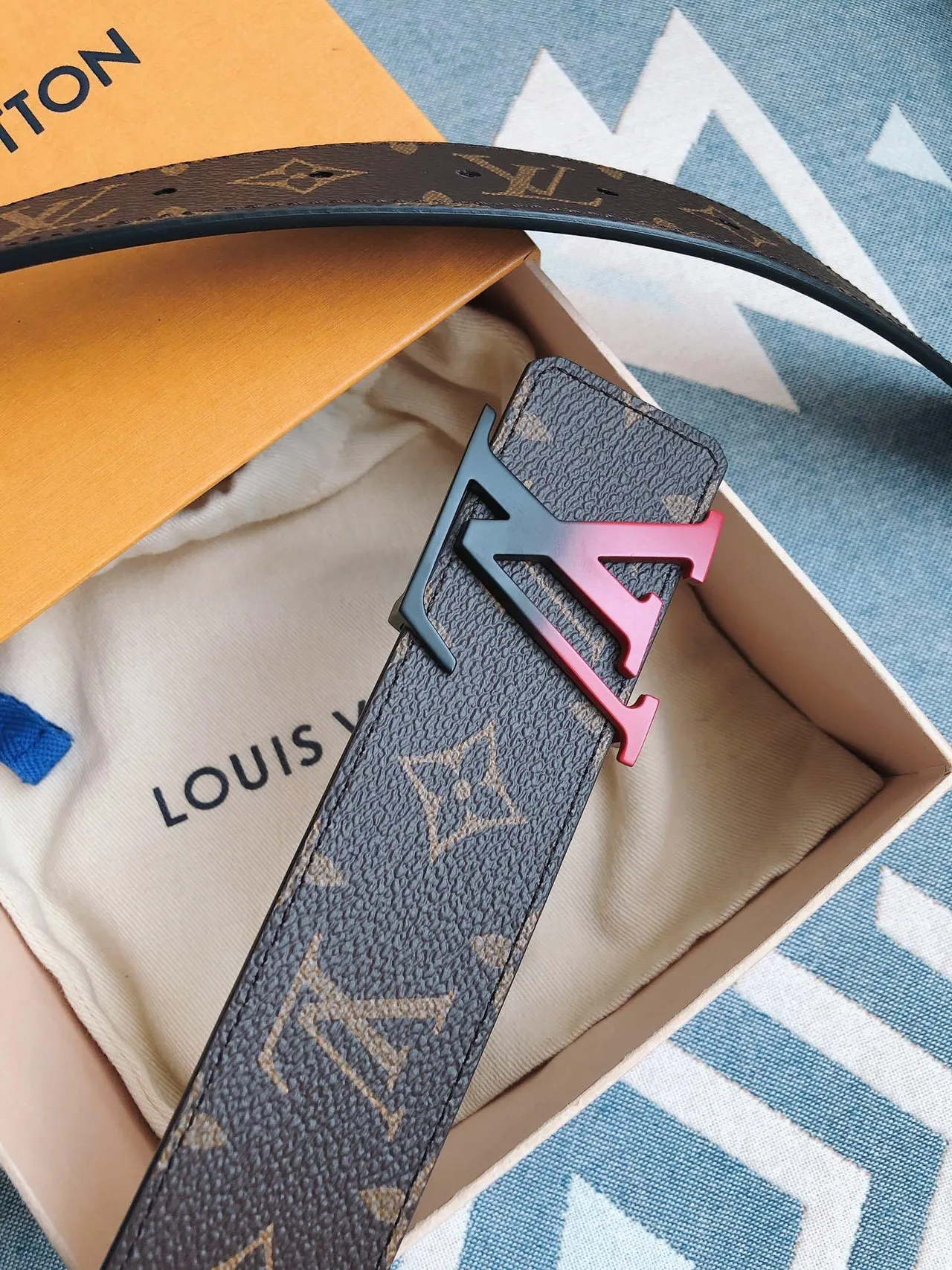 Louis Vuitton LV Belt Brown Black Monogram Coated Canvas Gradient Metal Buckle Leather Belt 8