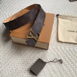 Louis Vuitton LV 印花帆布棕色皮革腰带