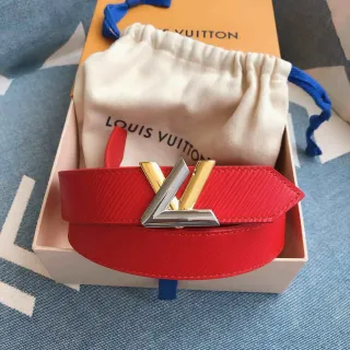 Louis Vuitton LV 扭转 红色 Epi 皮革皮带