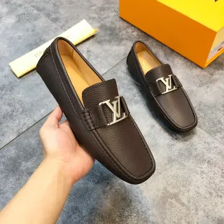 Louis Vuitton LV Buckle Loafer ব্রাউন পেবল্ড লেদার লোফার্স