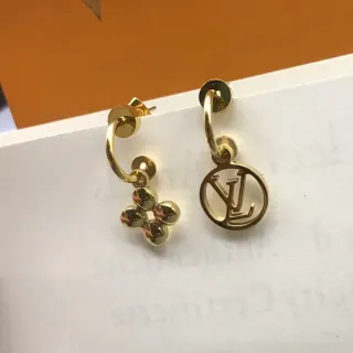 Louis Vuitton LV সার্কেল এবং ফ্লাওয়ার গোল্ড-টোন ইয়াররিংস