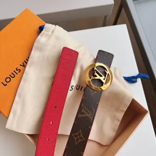 Louis Vuitton LV Circle Belt cinto reversível monograma canvas e couro Taurillon vermelho