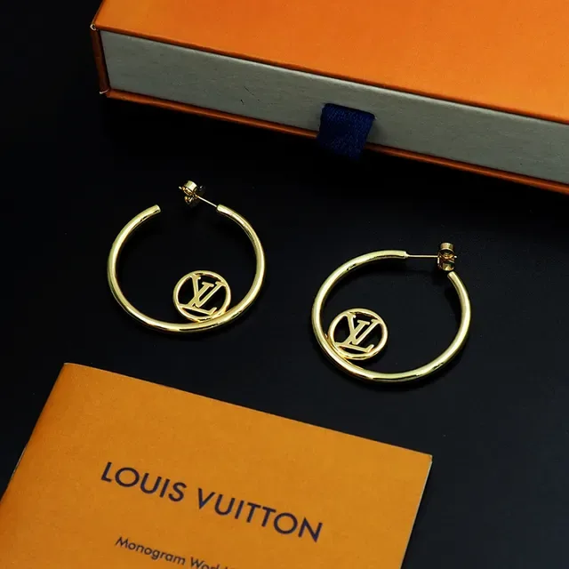 Louis Vuitton LV Hoop Gold-Tone Monogram Earrings 3