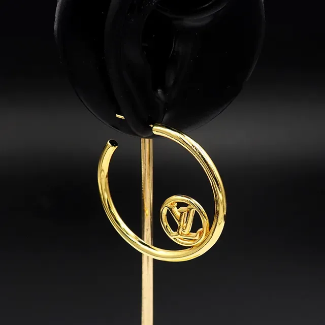 Louis Vuitton LV Hoop Gold-Tone Monogram Earrings 6