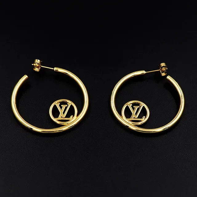 Louis Vuitton LV Hoop Gold-Tone Monogram Earrings 7