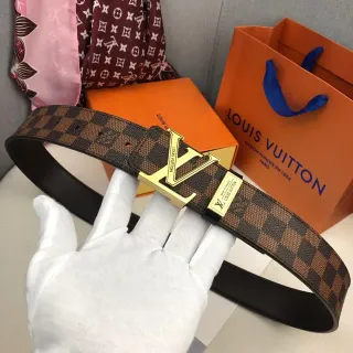 Louis Vuitton LV Initiales Damier Ebène চামড়ার বেল্ট