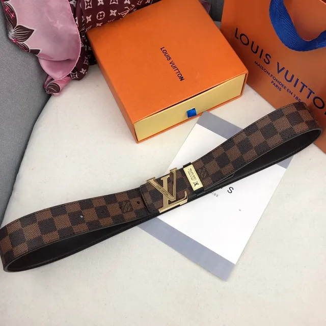 Louis Vuitton LV Initiales Damier Ebène চামড়ার বেল্ট 6