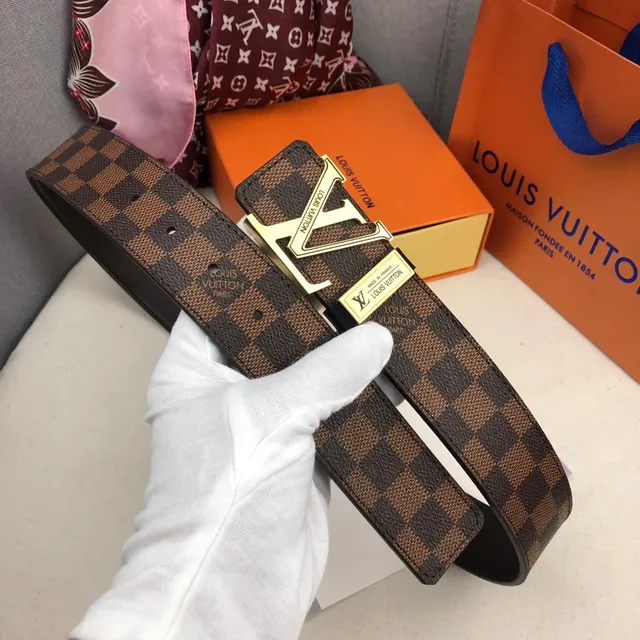 Louis Vuitton LV Initiales Damier Ebène চামড়ার বেল্ট 7