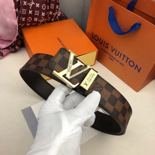 Louis Vuitton LV Initiales Damier Ebène চামড়ার বেল্ট 8