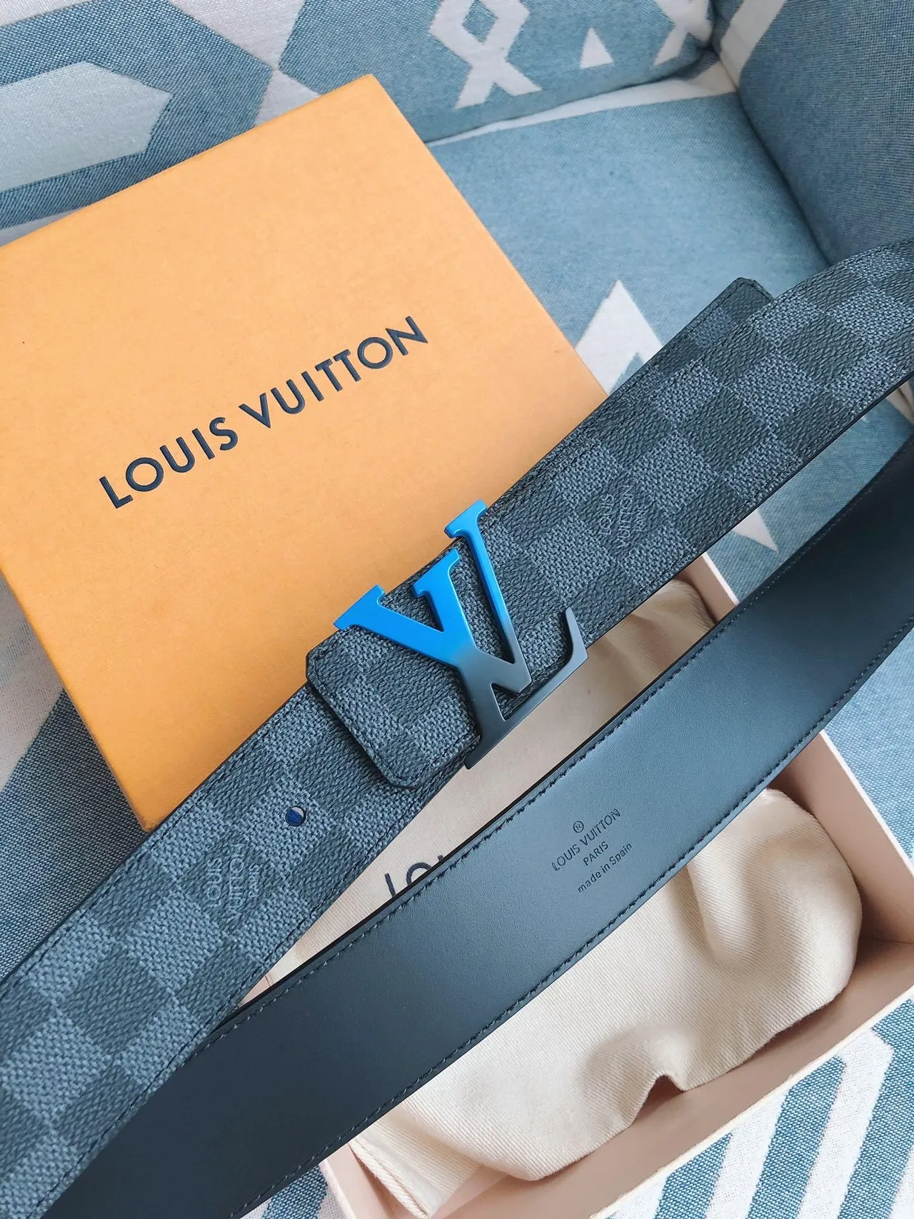 Louis Vuitton LV Initiales Damier Graphite Reversible Leather Belt 5