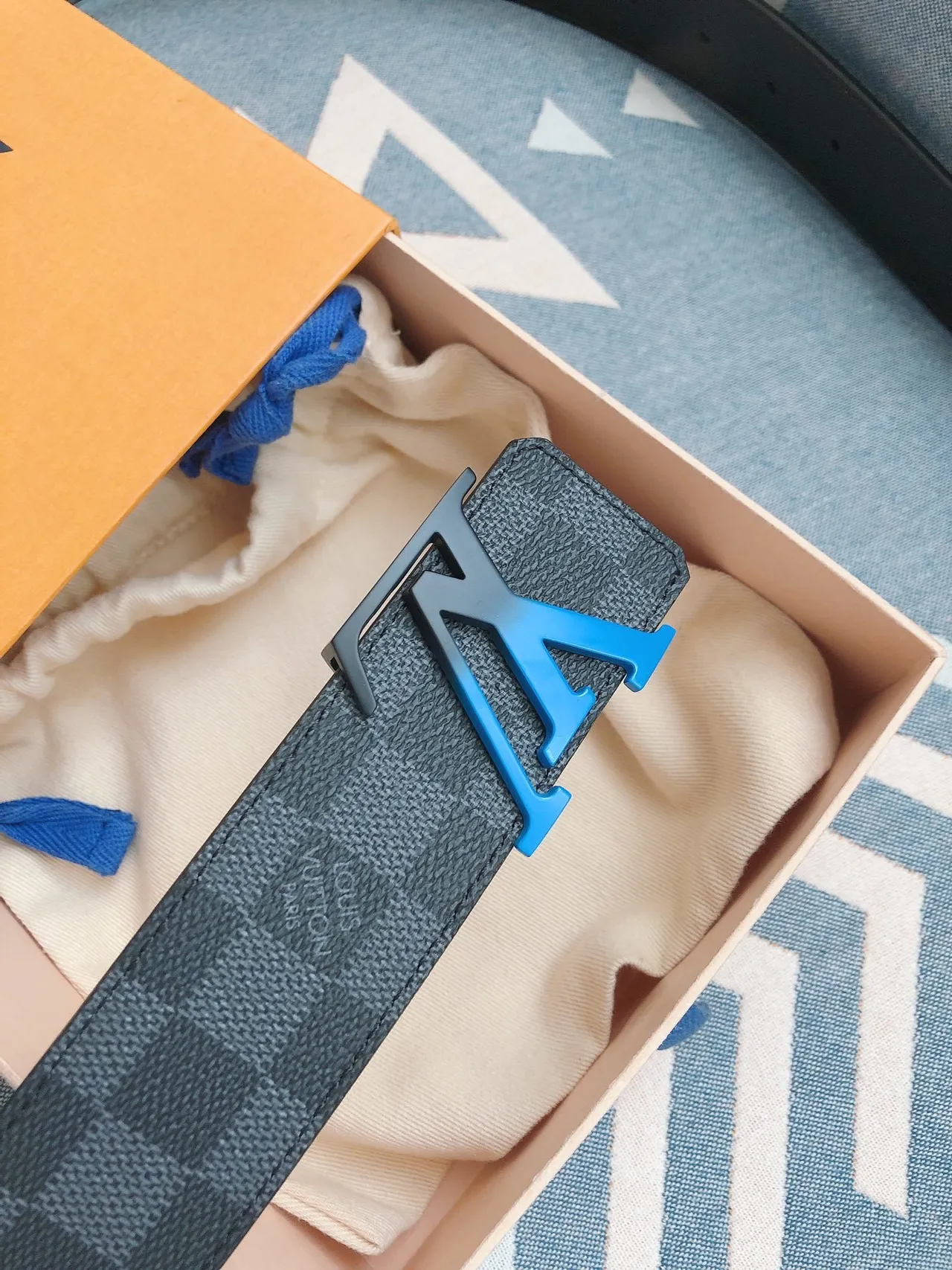 Louis Vuitton LV Initiales Damier Graphite Reversible Leather Belt 8