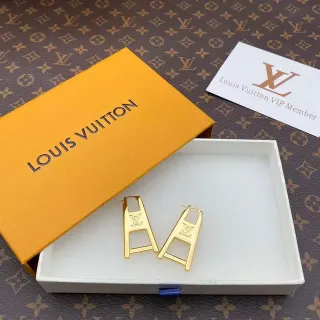 Louis Vuitton LV Ladder أقراط Monogram ذهبي
