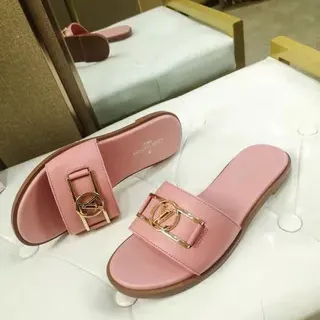 Louis Vuitton LV Slide गुलाबी चमड़े की स्लिपर्स