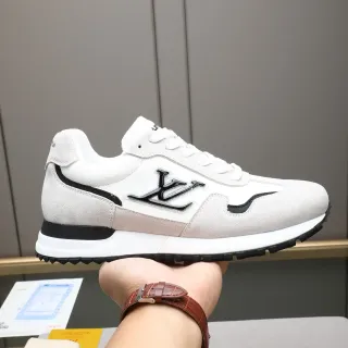 Louis Vuitton LV Entrenadores Beige Negro Monogramado Ante-Cuero Híbrido Estilo de Vida Zapatillas